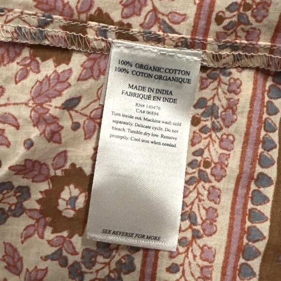 Faherty Women’s Orinda Floral Earth Peasant Sleeve Bohemian Maxi Sundress Medium - Picture 14 of 15